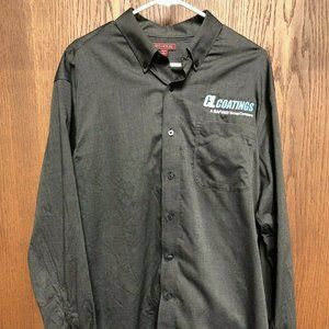 Red House Men's Casual Button Down Shirt Size Large Black Gray 100% Cotton